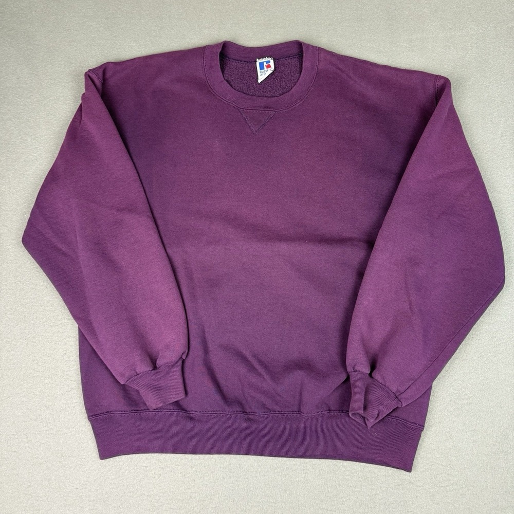 Vintage Russell Athletic Sweatshirt Mens XXL 2XL Burgundy Purple Crewneck 90s